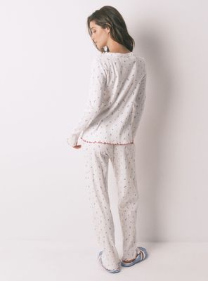 Imagen 2 del producto Pijama Largo Algodón Snoopy Flores Blanco