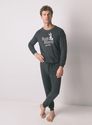 Pijama Largo Algodón Gris Bugs Bunny