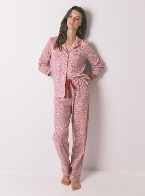 Imagen 1 del producto Pijama Camisero Algodón Flores Rojo