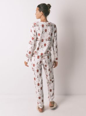 Imagen 2 del producto Pijama Largo Canalé Suave Blanco Snoopy