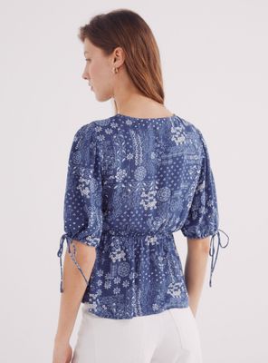 Imagen 2 del producto Blusa Lazos Mangas Estampada