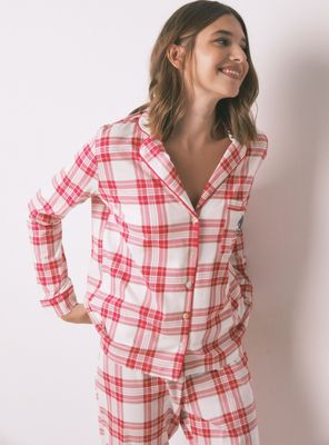 Imagen 2 del producto Pijama Camisero Mafalda Algodón Cuadros Rojos