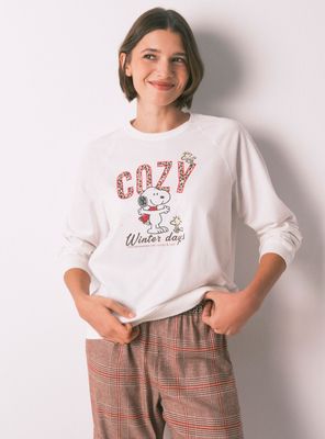 Imagen 2 del producto Pijama Largo Algodón Estampado Cuadros Snoopy