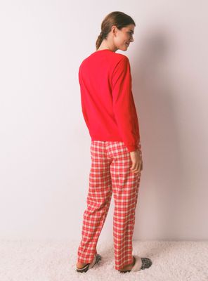 Imagen 2 del producto Pijama Largo Algodón Rojo Cuadros Snoopy