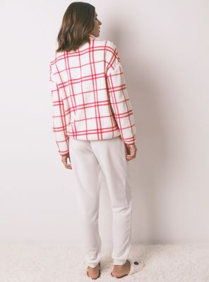 Imagen 2 del producto Pijama Largo Mafalda Polar Cuadros Blanco