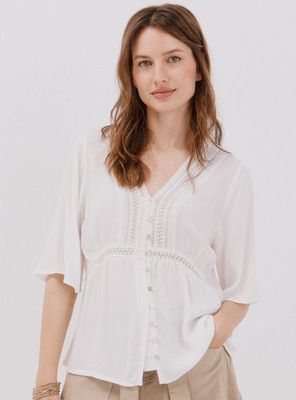 Blusa Encaje Volantes Detalle