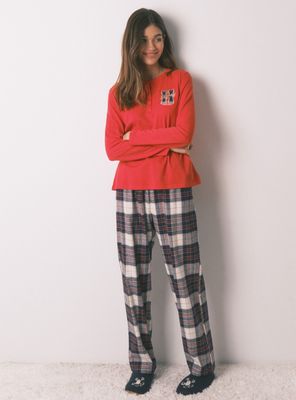 Imagen 2 del producto Pijama Largo Algodón Estampado Cuadros Hogwarts