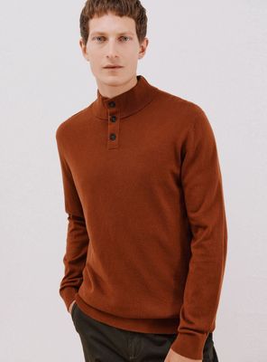 Chaleco Algodón Cashmere Cuello Alto Botones