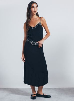 Imagen 1 del producto Vestido Midi Lencero Tachas