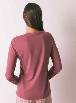 Imagen 2 del producto Camiseta Manga Larga Algodón Perchado Granate