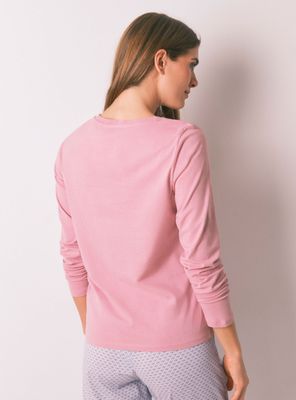 Imagen 2 del producto Camiseta Manga Larga Algodón Perchado Rosa