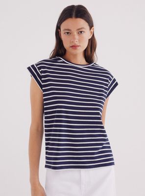 Polera Rayas Manga Contraste