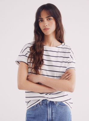 Polera Rayas Botones Hombro