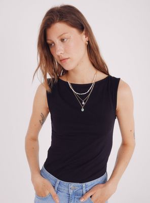 Polera Escote Barca Algodón