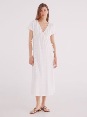 Vestido Midi Bordado Suizo Circular