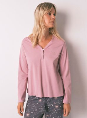 Camiseta Manga Larga Algodón Rosa