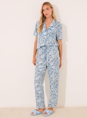 Pijama Camisero Largo Viscosa Flores