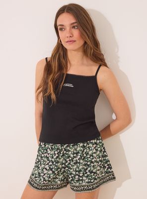 Imagen 1 del producto Pijama Corto Algodón Pointelle Negro