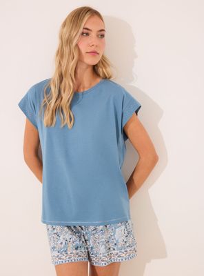 Pijama Corto Algodón Flores con Detalle Mangas