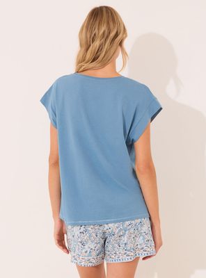 Imagen 2 del producto Pijama Corto Algodón Flores con Detalle Mangas