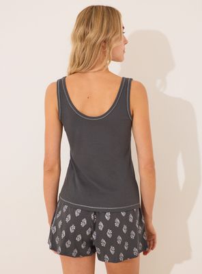 Imagen 2 del producto Pijama Corto Tirantes Algodón Paisley Liso y Estampado