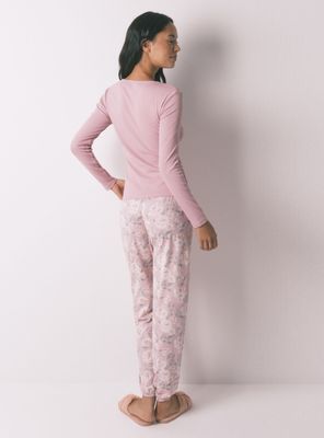 Imagen 2 del producto Pijama Largo Algodón Estampado Floral Rosa