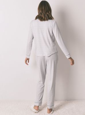 Imagen 2 del producto Pijama Camisero Largo Cuadros Efecto Brillo