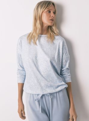 Imagen 2 del producto Pijama Largo Terciopelo Brillo Flores Azul