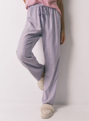 Pantalón Largo Franela Print Rayas Multicolor