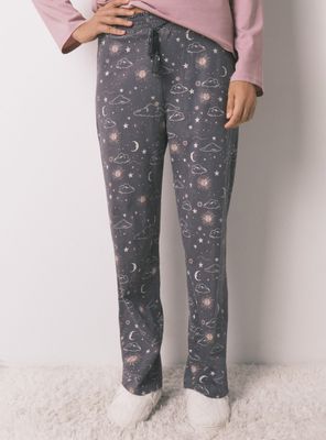 Pantalón Largo Algodón Estampado Astral