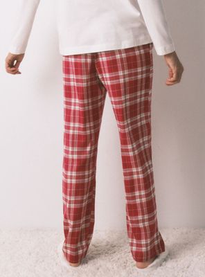 Imagen 2 del producto Pantalón Largo Franela Estampado Cuadros Rojo