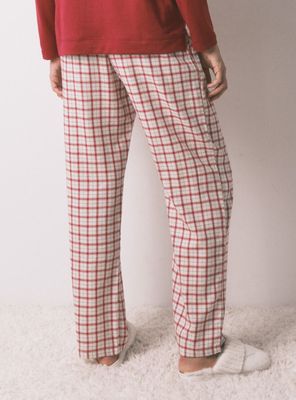 Imagen 2 del producto Pantalón Largo Franela Estampado Cuadros Blanco