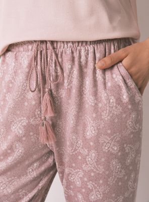 Imagen 2 del producto Pantalón Largo Punto Cálido Suave Paiseley Rosa