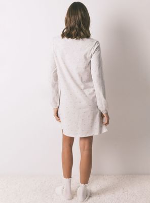 Imagen 2 del producto Camisón Corto Algodón Efecto Brillo Gris