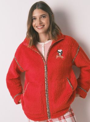 Bata Corta Borreguito Snoopy Rojo Bordado