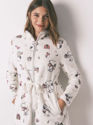 Imagen 2 del producto Bata Corta Polar Blanco Estampado Snoopy