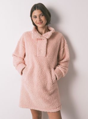 Imagen 1 del producto Bata Midi Tejido Corderito Rosado