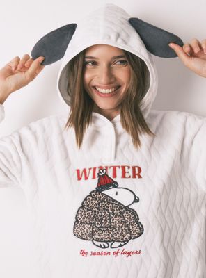 Imagen 2 del producto Camisón Corto Polar Snoopy Capucha Blanco