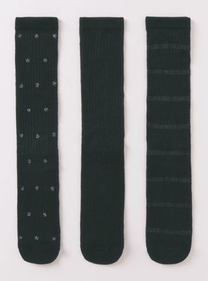 Imagen 2 del producto Pack 3 Calcetín Largo Algodón Negros Brillo