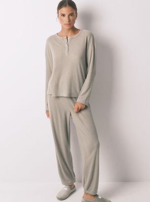 Pijama Largo Textura Waffle Verde