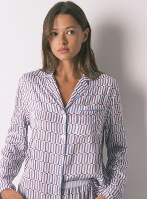 Imagen 2 del producto Pijama Camisero Largo Satén Print Geométrico