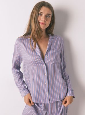 Imagen 2 del producto Pijama Camisero Largo Satén Print Rayas