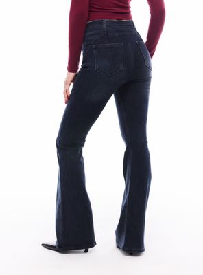 Imagen 2 del producto Jeans Flare Push Up con Pretina con Cortes Lavado Sulfúr