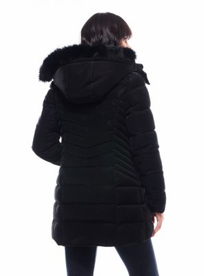 Imagen 2 del producto Parka Midi Efecto Piel con Gorro Desmontable