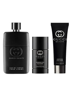Set Perfume Guilty Pour Homme EDP Hombre 90 ml + Shower Gel 50 ml + Deo Stick 75 ml