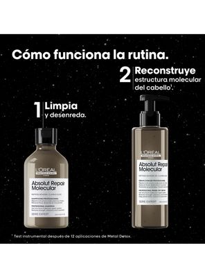 Imagen 2 del producto Set Profesional Reparación Molecular Cabello Shampoo 300ml + Sérum 250ml Absolut Repair Molecular