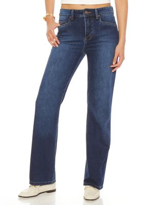 Jeans Recto con Tiro Alto Bootcut Botón