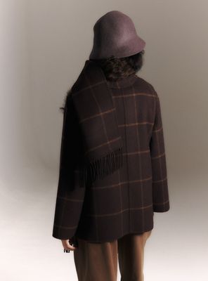 Imagen 2 del producto Abrigo con Lana de Cuadros y Bufanda Incorporada