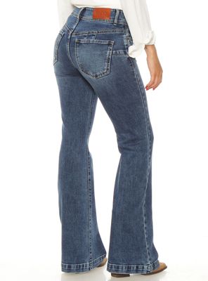 Imagen 2 del producto Jeans Flare Tiro Alto Pretina Media 2 Botones