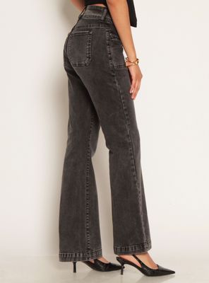 Imagen 2 del producto Jeans Cargo Flare Tiro Alto Pretina Media Dos Botones